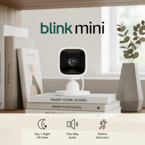 Blink Mini - Compact indoor plug-in smart security camera, 1080p HD video, night vision, motion detection, two-way audio, easy set up, Works with Alexa – 1 camera (White) Visit the Blink Store