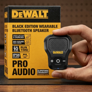 DEWALT Wearable Bluetooth Speaker (Updated Version), Clip-On Wireless Jobsite Pro Water-Resistant Portable Speaker (Non-Magnetic), Built-in Mic for Hands-Free Music/Calls, Bluetooth Speaker (Yellow)