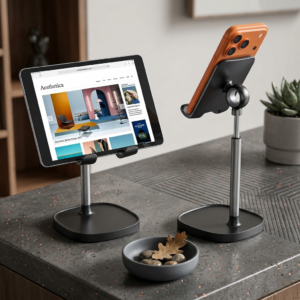 LISEN Cell Phone Stand Phone Holder for Desk Office Decor, Office Desk Accessories Women PC Gaming Essentials iPhone Stand Gadgets Men Gift for Father Fit OtterBox Case Switch iPad Air Tablet 4-10 in