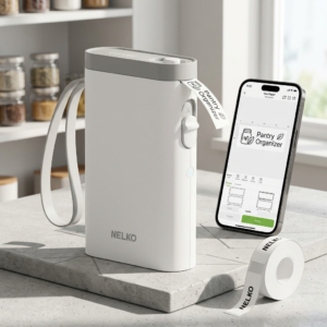 Nelko Label Maker Machine with Tape, P21 Bluetooth Label Printer, Wireless Mini Label Makers with Multiple Templates for School Office Home, White