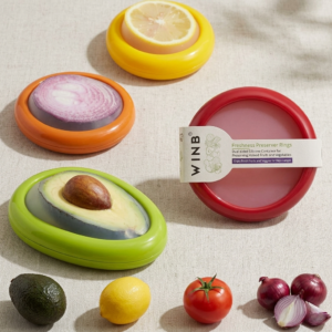 Winb Set of 4 Reusable Fruit and Veggie Savers - Ideal for Avocados, Tomatoes, Apples, Garlic, Onions, and More